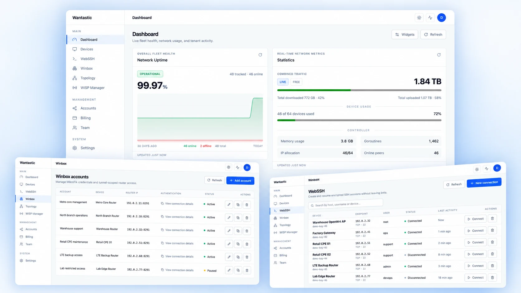 Browser tools for the work after connectivity in the sanitized Wantastic beta interface